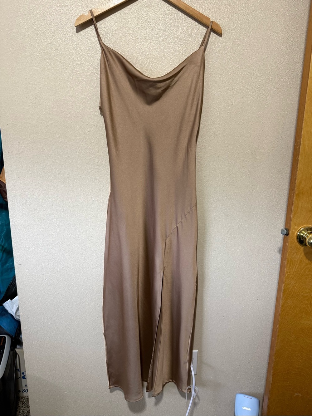 Satin Slip Maxi Dress in Champagne